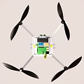 Quadcopter Drone With Four Black Propellers And Electronic Control Unit 3d model