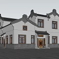 Traditional Chinese Detached Villa Exterior With White Walls Gray Tiles And Lush Garden Trees