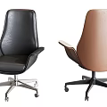 Black And Brown Leather Office Chairs With Armrests And Wheel Bases Design