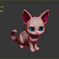 Cute White Fur Kitten Game Character With Pink Ears Blue Eyes And Blue Bow Tie