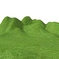 Park Landscape With Green Rolling Hills And Lush Grass Field View 3d model
