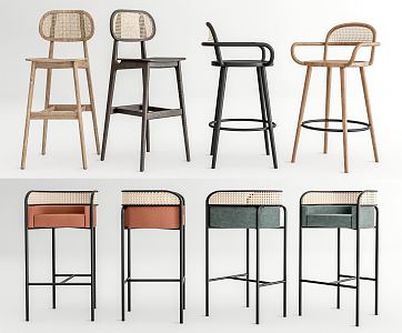 Modern Bar Chair Rattan Bar Chair 3d model