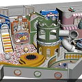 Colorful Indoor Playground With Slide Ball Pit Trampoline Ice Cream Cart And Umbrella Decorations