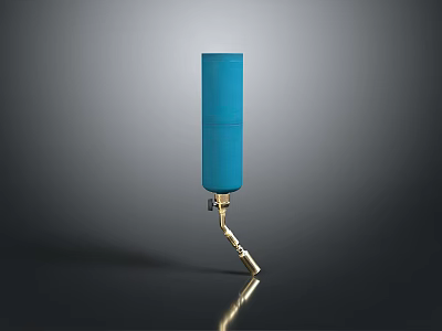 Blue Cylindrical Decorative Fixture With Golden Curved Base And Modern Design 3d model