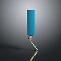 Blue Cylindrical Decorative Fixture With Golden Curved Base And Modern Design