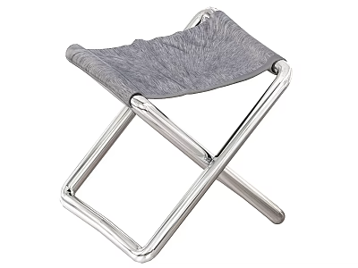 Lightweight Foldable Leisure Chair With Gray Fabric Cushion And Metal Frame 3d model