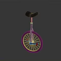 Stylish Unicycle with Black Seat Yellow Spokes and Red Pedals