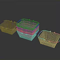 Modern Stainless Steel Wire Baskets With Blue Handles For Home Storage
