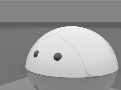 White Flying Bird With Round Body Black Eyes And Smooth Surface On Gray Reflective Background 3d model