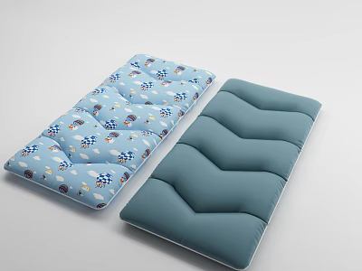 Blue Seat Cushions With Cartoon Patterns And Wavy Design Solid Color 3d model