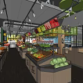 Well Organized Supermarket Interior With Fresh Vegetables Fruit And Shelf Displays