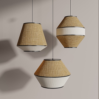 Quiet wind rattan chandelier 3d model