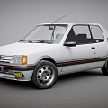 White Classic Two Door Car With Red Stripes And Vintage Design