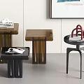 Modern Side Table Corner Table Small Coffee Table Ornaments Books 3d model