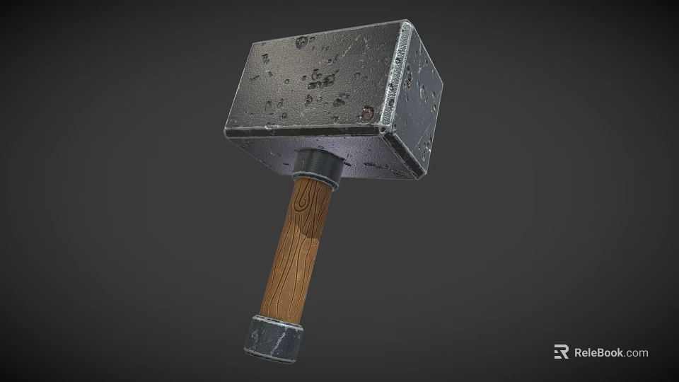 Sturdy Metal Head Hammer With Wooden Handle Ideal For Construction Tasks 3d model 