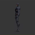 Humanoid Robotic Weapon With Mechanical Armor And Red Glowing Accents 3D Model Design 3d model