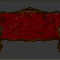 Luxurious Red Velvet Multi Person Sofa with Carved Wooden Arms and Vintage Design