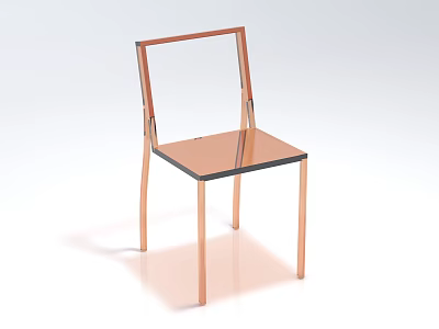 Modern Leisure Chair With Rose Gold Metal Frame And Glass Seat 3d model
