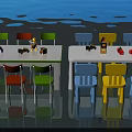 Colorful Kids Table With Multicolored Chairs And Playful Toys For Children