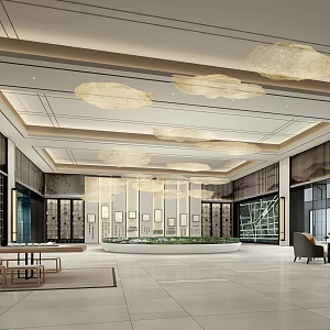 New Chinese Style in Shaban Area of Sales Office 3d model