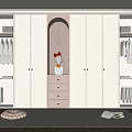White Modern Wardrobe With Glass Doors Chest Of Drawers Small Statue And Soft Rug