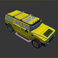 Yellow Hummer Model Car With Roof Rack Clear Windows And Black Wheels