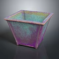 Square Flower Pot With Purple Green Gradient Glazed Finish For Home Garden Decoration