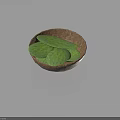 Natural Wicker Bowl Containing Fresh Green Cactus Leaves For Household Use