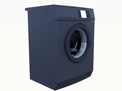 Dark Blue Front Load Washing Machine Featuring Modern Design And Transparent Door 3d model