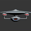 Detailed Cosmic Spaceship Model With Circular Main Body And Blue Engine Modules For Space Exploration