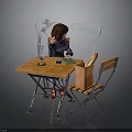 Transparent Protective Shield Covering Wooden Table With Chair And Shopping Bag