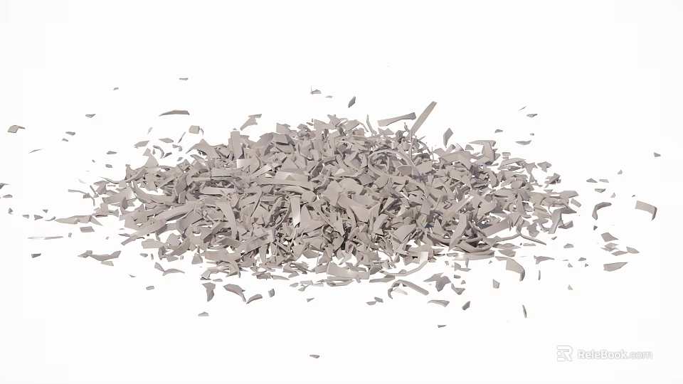Broken Gray Ceramic Vessel Shards Scattered On White Background Surface 3d model 