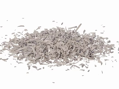 Broken Gray Ceramic Vessel Shards Scattered On White Background Surface 3d model