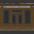 Decorative Wooden Bakery Door With Glass Panels And Bollanger Patissier Sign