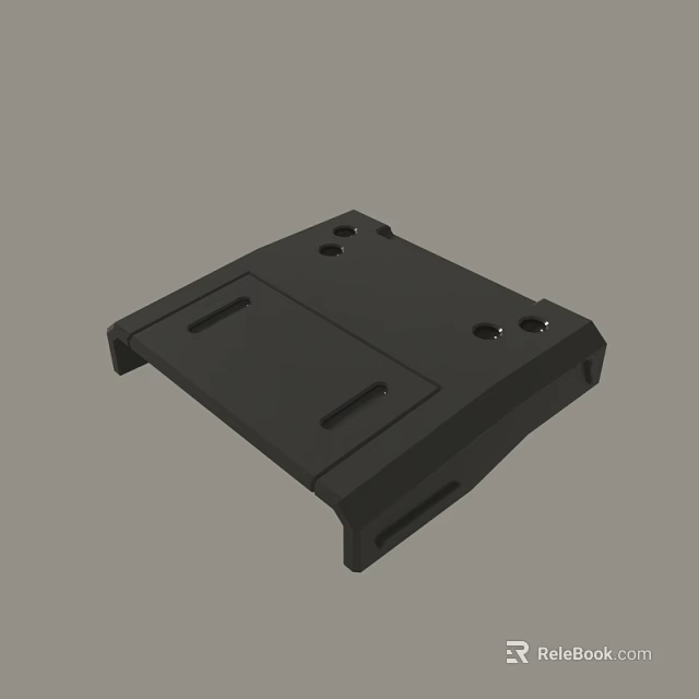 Black Plastic Mechanical Component With Mounting Holes And Slots 3d model
