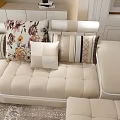 Elegant Modern Living Room With Beige Sofa White Coffee Table Decorative Cushions And Rug