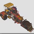 Vintage Tractor With Yellow Canopy Red Body And Front Grapple Tool 3d model