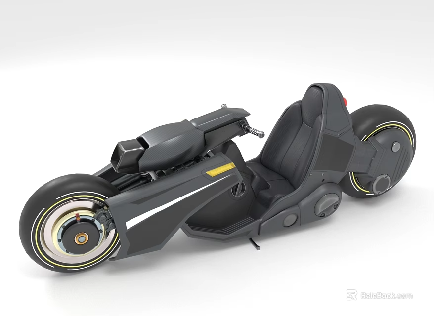Futuristic Concept Black Motorcycle With Sleek Design Large Wheels And Stylish Seat 3d model 