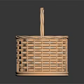 Stylish Light Colored Round Wicker Basket With Handle And Woven Design 3d model
