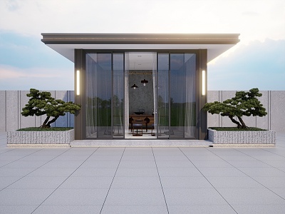 Modern Pavilion Closed Tea Pavilion 3d model