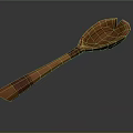 Carved Wooden Spoon With Red Wrapped Handle For Kitchen Utensil Set
