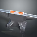 Durable Metal Anvil With Orange Top Surface And Stable Base Structure 3d model