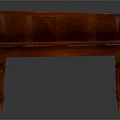 Red Wooden Bench With Carved Backrest And Sturdy Legs For Home Decor