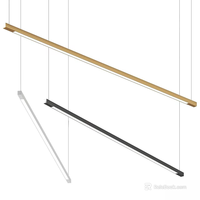 Modern Linear Pendant Lights Hanging In Gold Black And White For Interior 3d model 