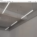 Modern Linear Pendant Lights On Concrete Ceiling For Minimal Interior Design 3d model