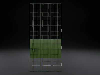 Sturdy Metal Frame Gate With Grid Design And Green Panel Structure For Modern Use 3d model