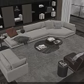 Modern Living Room Sofa And Coffee Table Set With Throw Pillows Blanket Armchair And Books