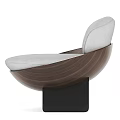 Modern Single Sofa With Gray Cushion Curved Wooden Frame And Black Metal Legs Design