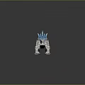 Fantasy Dinosaur 3D Model With Gray Body Blue Spiked Back And Glowing Crystal Structures