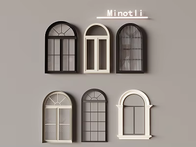 Elegant Casement Windows In Black White And Gray With Classic Grid Designs 3d model